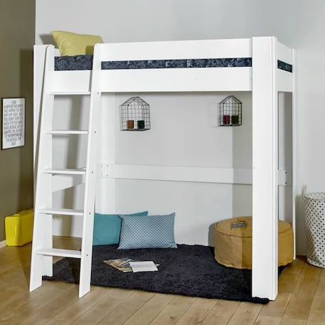 Pack lit mezzanine 2 places avec matelas Ali Blanc et bois 120x190 cm BLANC 3 - vertbaudet enfant 