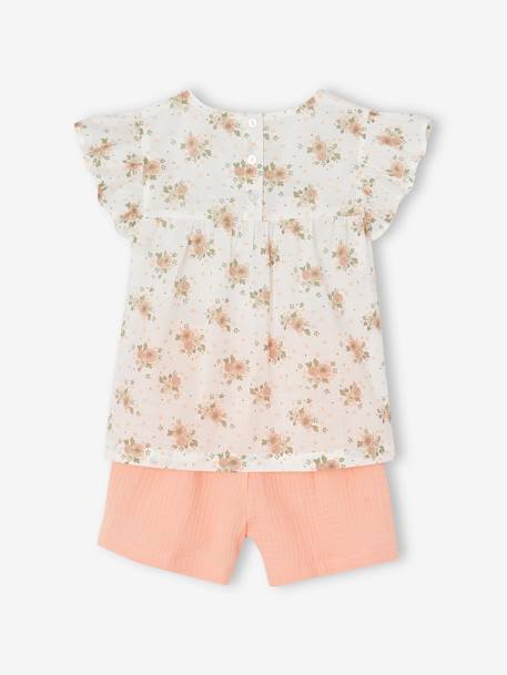 Ensemble de cérémonie fille blouse volantée et short en gaze rose imprimé 4 - vertbaudet enfant 