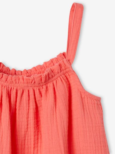 Blouse à bretelles en gaze de coton fille corail fluo 3 - vertbaudet enfant 
