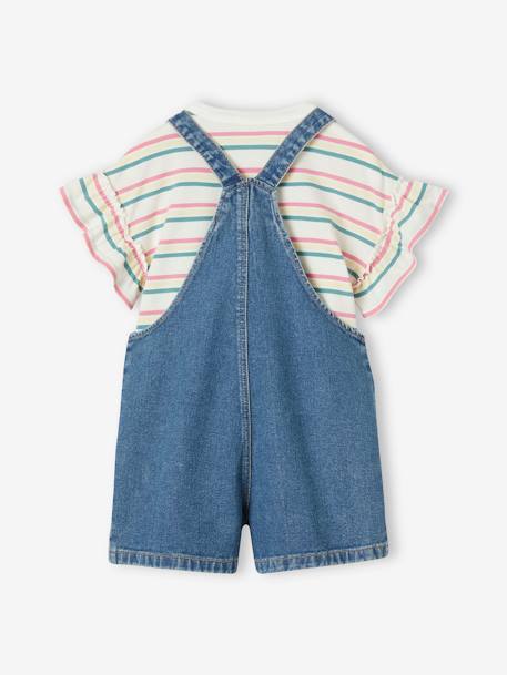 Ensemble t-shirt + salopette en jean fille stone 4 - vertbaudet enfant 