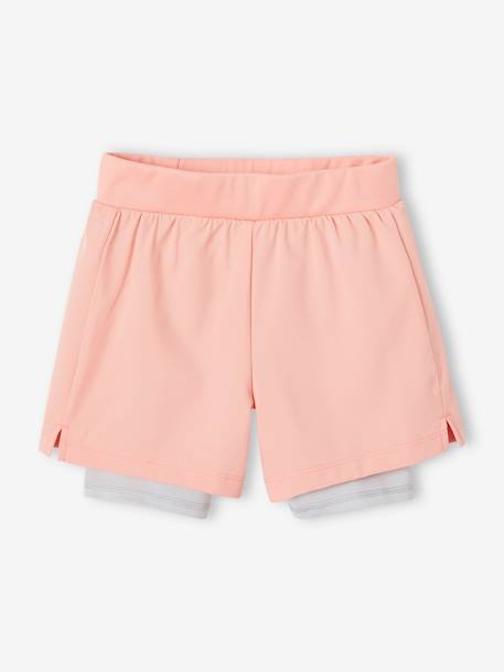 Fille-Vêtements de sport-Short fille sport 2 en 1 matière technique