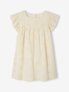 Robe fille gaze de coton brodée fleurs  - vertbaudet enfant