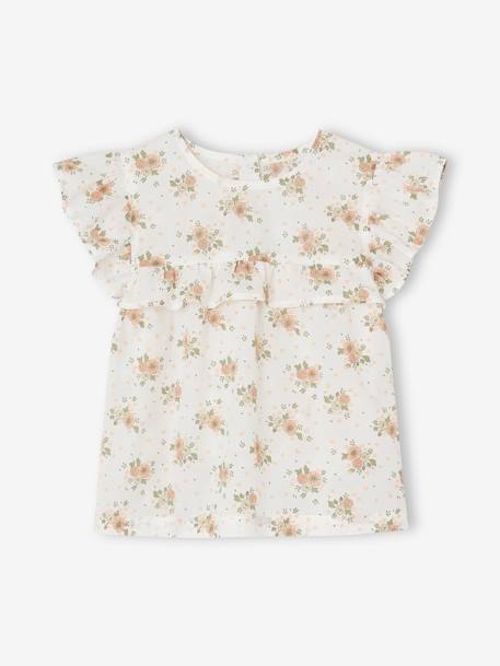 Ensemble de cérémonie fille blouse volantée et short en gaze rose imprimé 2 - vertbaudet enfant 