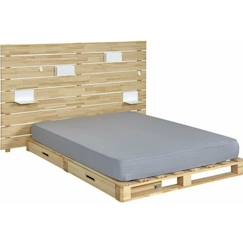 Chambre et rangement-Pack lit avec tête de lit Cembro - AKITEN RETAIL - Bois naturel 140x200 cm