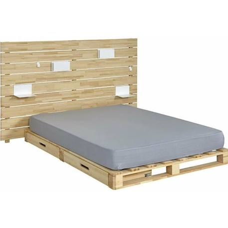 Pack lit avec tête de lit Cembro - AKITEN RETAIL - Bois naturel 140x200 cm MARRON 1 - vertbaudet enfant 