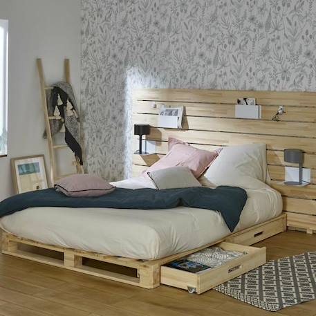 Pack lit avec tête de lit Cembro - AKITEN RETAIL - Bois naturel 140x200 cm MARRON 3 - vertbaudet enfant 