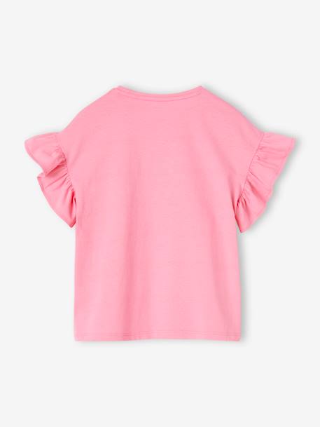 Tee-shirt 'Flower Power' fille manches à volants rose bonbon 2 - vertbaudet enfant 