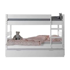 Chambre et rangement-Chambre-Lit superposé avec sommier gigogne Nubie  Blanc 90x200 cm