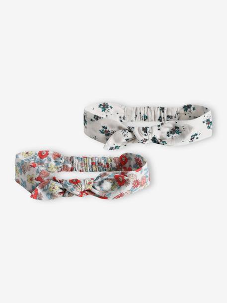 Lot de 2 headbands bébé fille fleuris effet noué écru 1 - vertbaudet enfant 