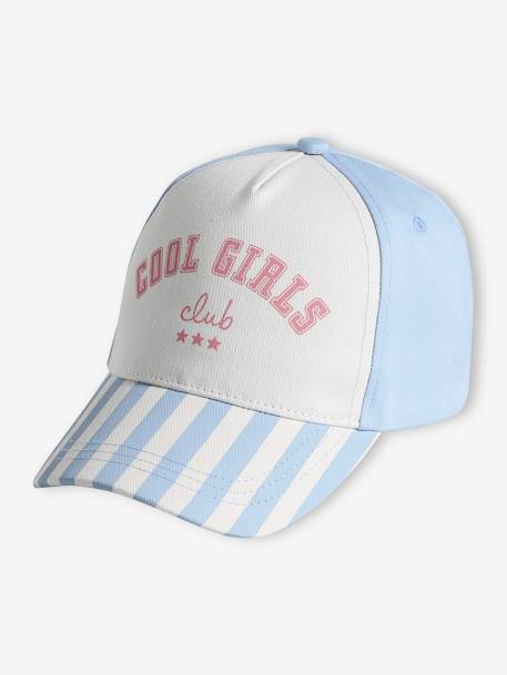 Casquette fille 'Cool Girls Club' rayé bleu+rayé rose 2 - vertbaudet enfant 