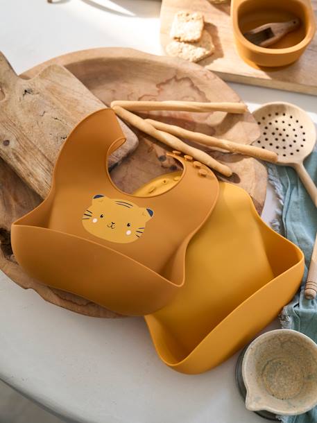 Lot 2 bavoirs en silicone marron 1 - vertbaudet enfant 