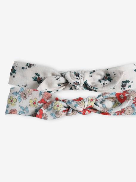 Lot de 2 headbands bébé fille fleuris effet noué écru 2 - vertbaudet enfant 