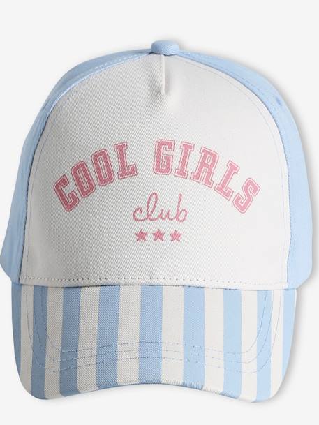 Casquette fille 'Cool Girls Club' rayé bleu+rayé rose 4 - vertbaudet enfant 
