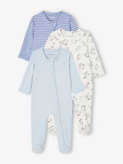 Lot de 3 pyjamas bébé en jersey ouverture zippée BASICS  - vertbaudet enfant