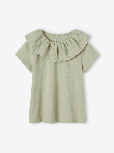 T-shirt à collerette en broderie anglaise fille  - vertbaudet enfant