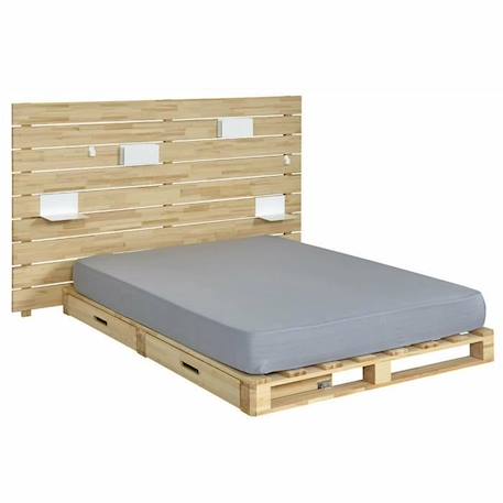 Pack lit avec tête de lit avec matelas Cembro   Bois naturel 140x200 cm MARRON 1 - vertbaudet enfant 