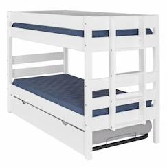 Pack lit superposé avec sommier gigogne et matelas Aniba   Blanc 90x200 cm  - vertbaudet enfant