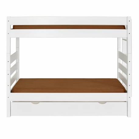 Pack lit superposé haut avec sommier gigogne et matelas Aniba   Blanc 90x200 cm BLANC 2 - vertbaudet enfant 