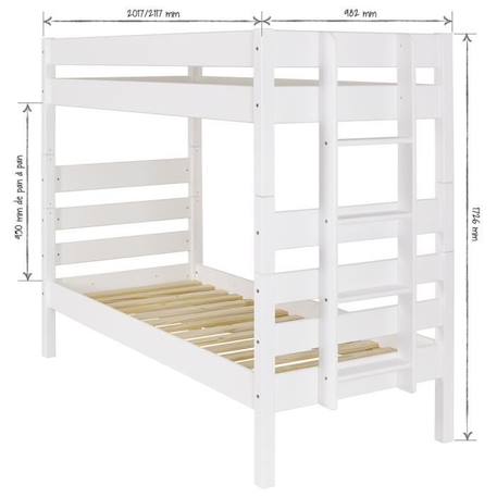 Pack lit superposé haut avec 2 matelas Aniba   Blanc 90x200 cm BLANC 4 - vertbaudet enfant 