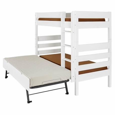 Pack lit superposé haut avec sommier gigogne et matelas Nubie   Blanc 90x190 cm BLANC 4 - vertbaudet enfant 