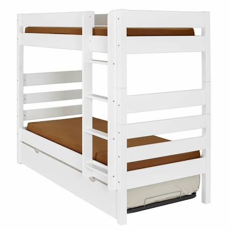 Pack lit superposé haut avec sommier gigogne et matelas Nubie   Blanc 90x200 cm BLANC 1 - vertbaudet enfant 