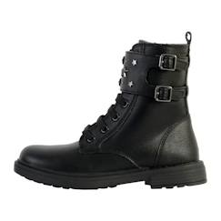 Chaussures-Bottes Enfant Geox - Noir/Gun - Lacets/Zip - Confort Exceptionnel