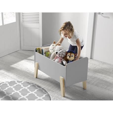 Chambre enfant complète KIDDY style scandinave en bois pin massif et MDF laqué gris cool - l 90 x L 200 cm GRIS 3 - vertbaudet enfant 
