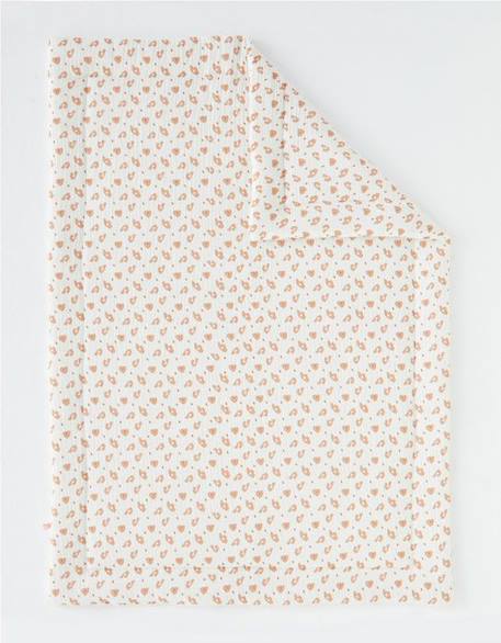 Couverture 75 X 100 cm imprimé léopard en mousseline coton BLANC 1 - vertbaudet enfant 