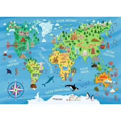-Puzzle Carte du monde des monuments - Nathan - 100 pièces - Pour enfants dès 6 ans - Bleu