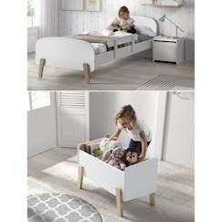 Chambre et rangement-KIDDY Chambre enfant complète style scandinave en bois pin massif et MDF laqué blanc - l 90 x L 200 cm