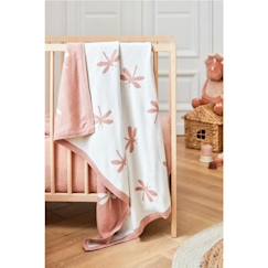 Linge de maison et décoration-Linge de lit bébé-Couverture 75 x 100 cm imprimé libellules en tricot BIO
