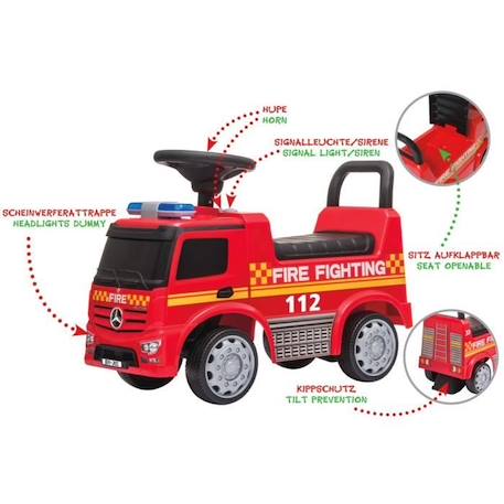 Voiture à pousser Mercedes-Benz Antos pompier pour enfant - Jamara Kids - Multicolore ROUGE 1 - vertbaudet enfant 