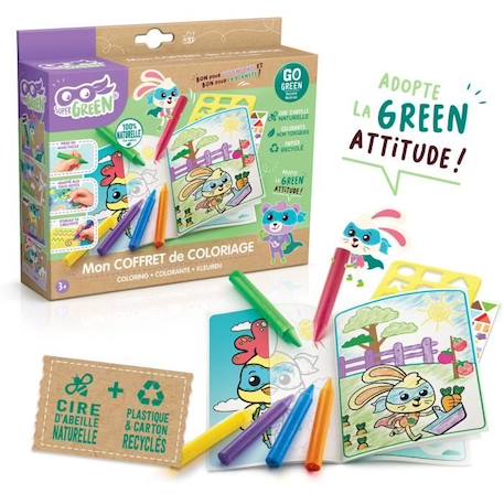 SUPER GREEN Kit de coloriage, crayons bio VERT 1 - vertbaudet enfant 