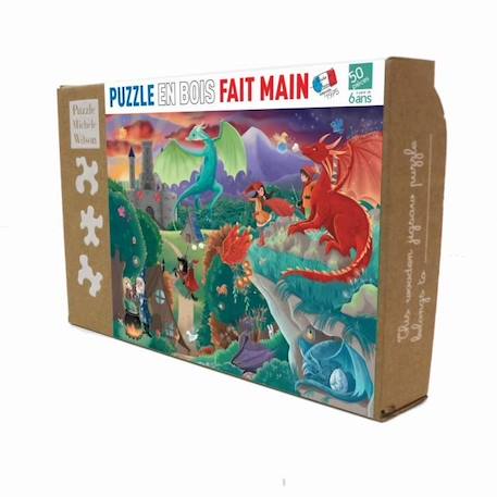 Puzzle Michele Wilson - Puzzle en bois 50 pièces DRAGONS - Multicolore BLANC 1 - vertbaudet enfant 