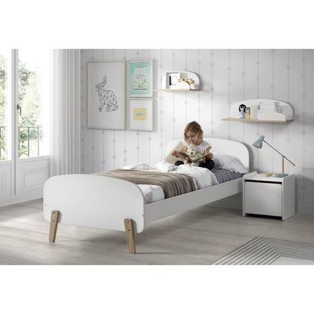 KIDDY Chambre enfant complète style scandinave en bois pin massif et MDF  laqué blanc - l 90 x L 200 cm blanc - Kiddy