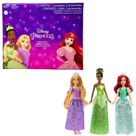 Princesses Disney - pack de 3 poupées (Ariel, Tiana, Raiponce) BLANC 1 - vertbaudet enfant 