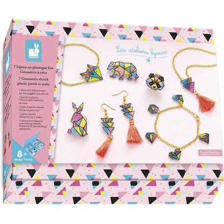 Kit Créatif Janod Géométrix - Bijoux en Plastique Fou - Loisir Créatif Enfant dès 8 Ans JAUNE 1 - vertbaudet enfant 