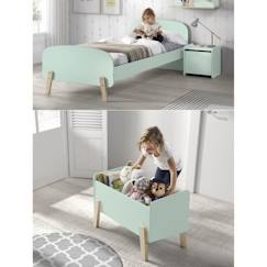 Chambre et rangement-Chambre-Lit bébé, lit enfant-Lit enfant-KIDDY Chambre enfant complète style scandinave en bois pin massif et MDF laqué vert menthe - l 90 x L 200 cm