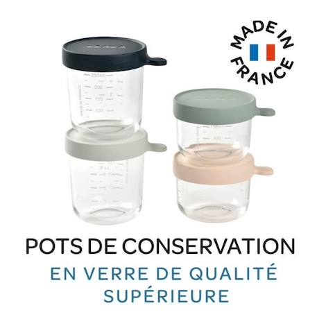 BÉABA Coffret 4 portions verre, pots de conservation (150ml pink / 150ml eucalyptus green / 250ml light mist / 250ml dark blue) BLANC 2 - vertbaudet enfant 