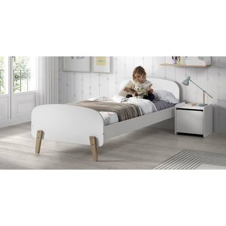 KIDDY Chambre enfant complète style scandinave en bois pin massif et MDF laqué blanc - l 90 x L 200 cm BLANC 2 - vertbaudet enfant 