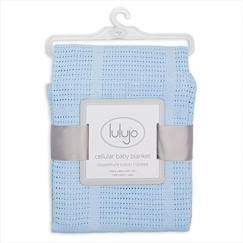 -Couverture tricot de coton - Lulujo - Bleu - 100 x 80 cm