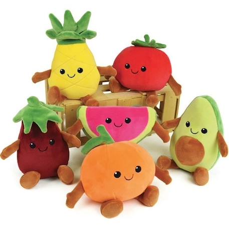 JEMINI Fruity 's cagette de 6 peluches toutes douces fruits et légumes +/- 17 cm MARRON 1 - vertbaudet enfant 