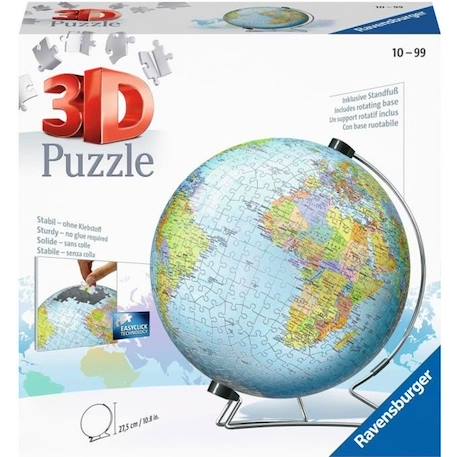 Puzzle 3D Globe 540 pièces - Ravensburger - Éducatif pour enfants - Sans colle - Dès 12 ans BLEU 1 - vertbaudet enfant 
