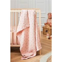 Linge de maison et décoration-Linge de lit bébé-Couverture en mousseline de coton - NOUKIE'S - Popsie, Gigi & Louli - Rose - 75 x 100 cm - Bébé