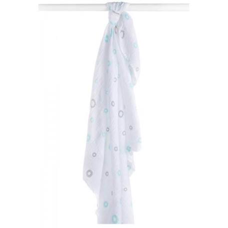 Lulujo - Lange mousseline - Cercles bleu/gris - ELEMENTS FOR KIDS BLEU 2 - vertbaudet enfant 