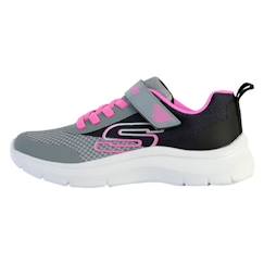 Chaussures-Basket Basse Enfant Skechers Trending Color - Noir Gris - À Scratch - Confort Exceptionnel