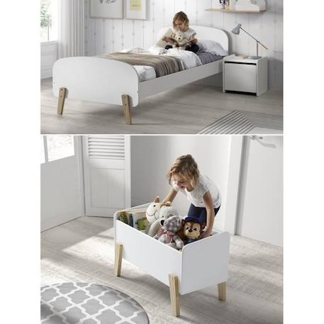 KIDDY Chambre enfant complète style scandinave en bois pin massif et MDF laqué blanc - l 90 x L 200 cm BLANC 1 - vertbaudet enfant 