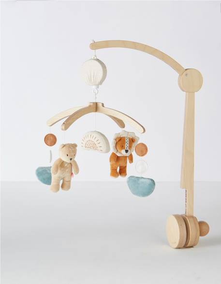 Mobile musical en bois - NOUKIE'S - Babou & Kendi - Bébé - Beige - 25 cm x 40 cm x 12 cm BEIGE 1 - vertbaudet enfant 