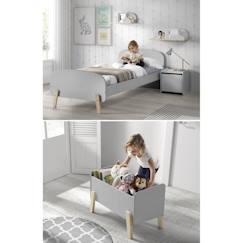 Chambre et rangement-KIDDY Chambre enfant complète style scandinave en bois pin massif et MDF laqué gris cool - l 90 x L 200 cm