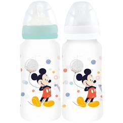 Puériculture-Lot de 2 biberons THERMOBABY MICKEY COOL - 360ml - Anti coliques - Débit 3 positions